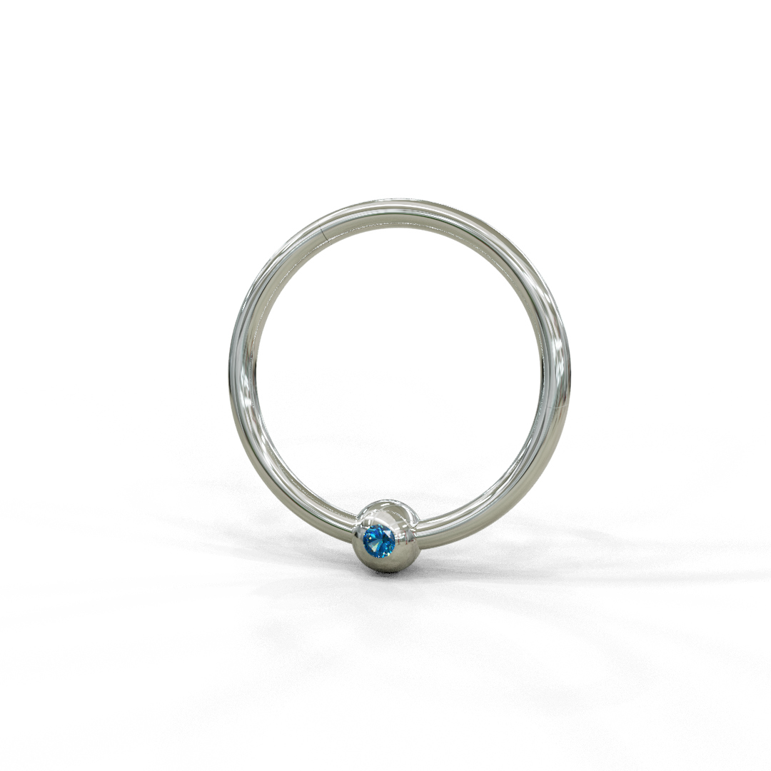 Piercing clicker con pallina con pietra blu, made in italy by breezy
