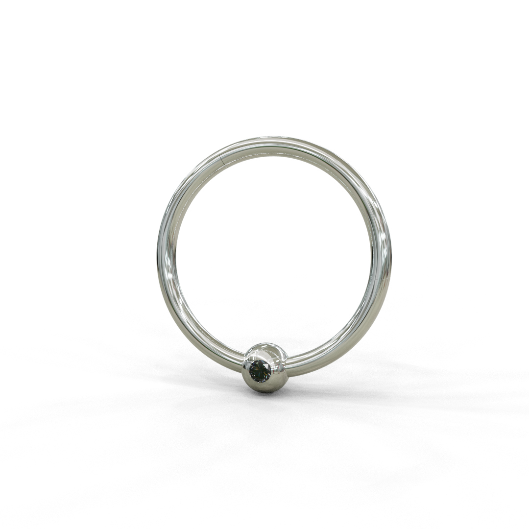 Piercing clicker con pallina con pietra nera, made in italy by breezy