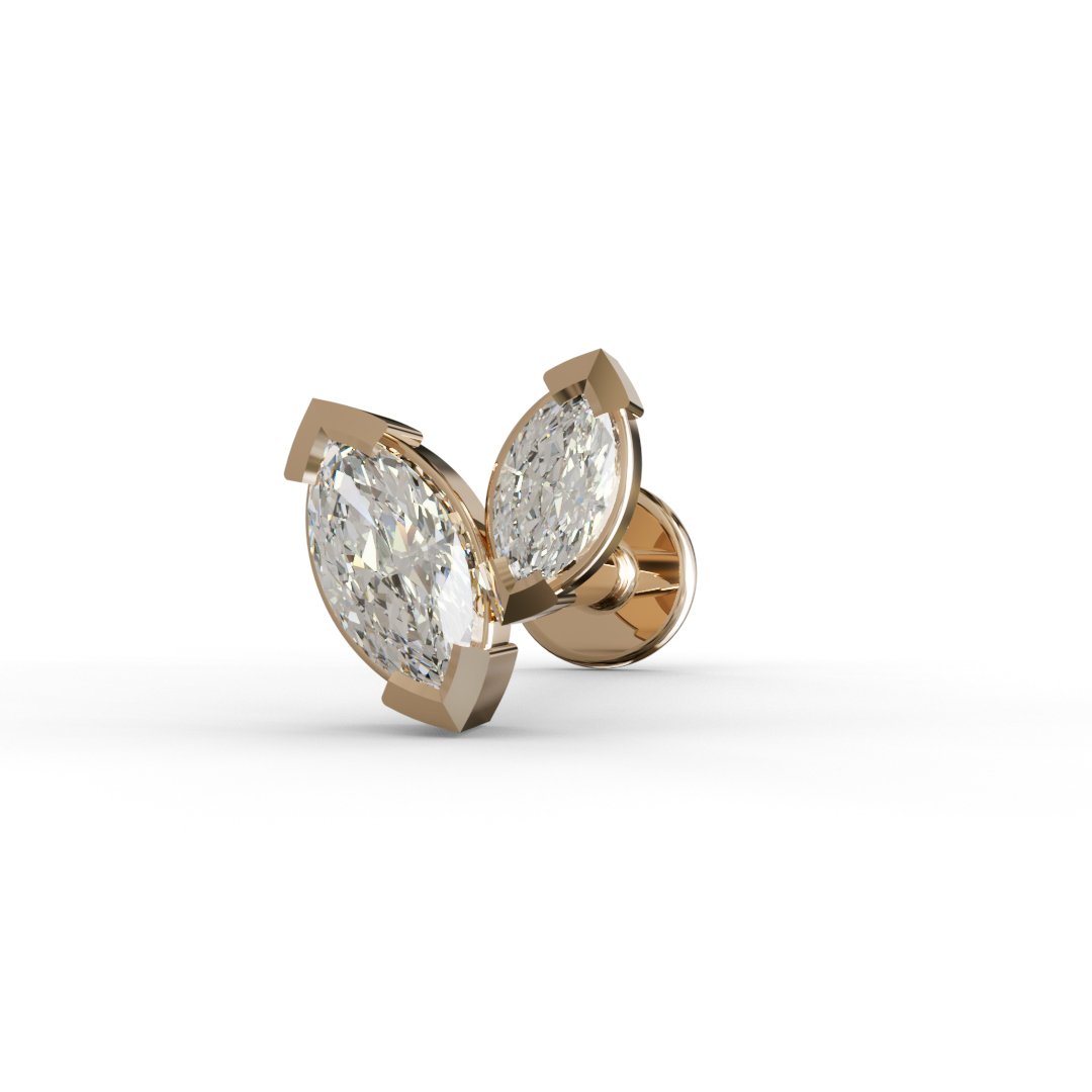 Piercing double marquise in oro rosa 18k, made in italy by breezy