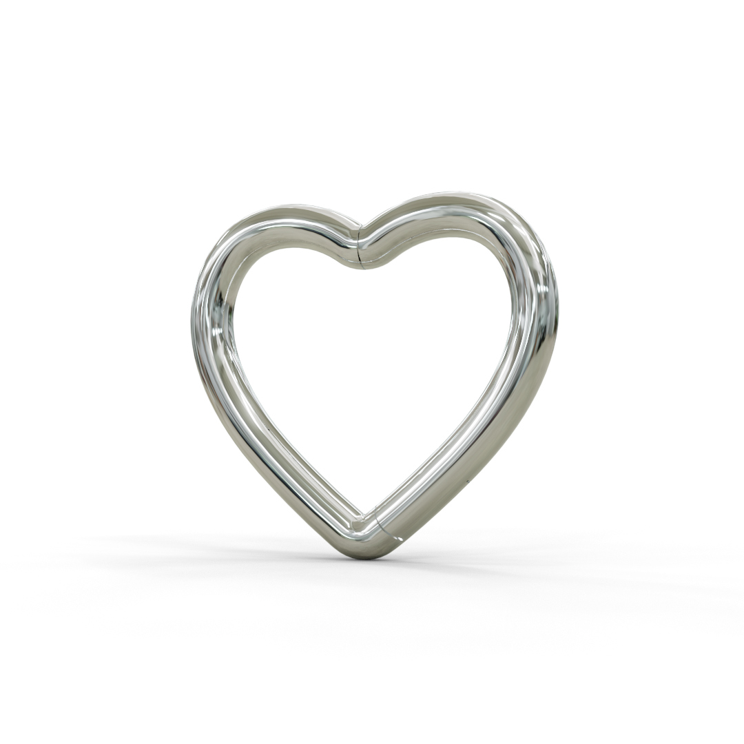Piercing clicker a cuore liscio in oro bianco 18k, made in Italy by Breezy