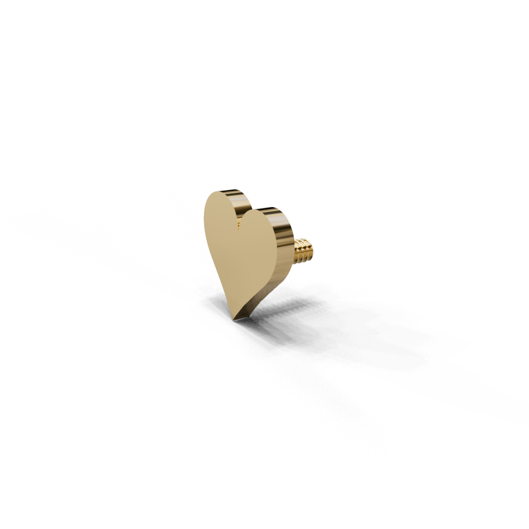 Castoncino Piercing cuori poker in oro giallo 18k, made in Italy by Breezy