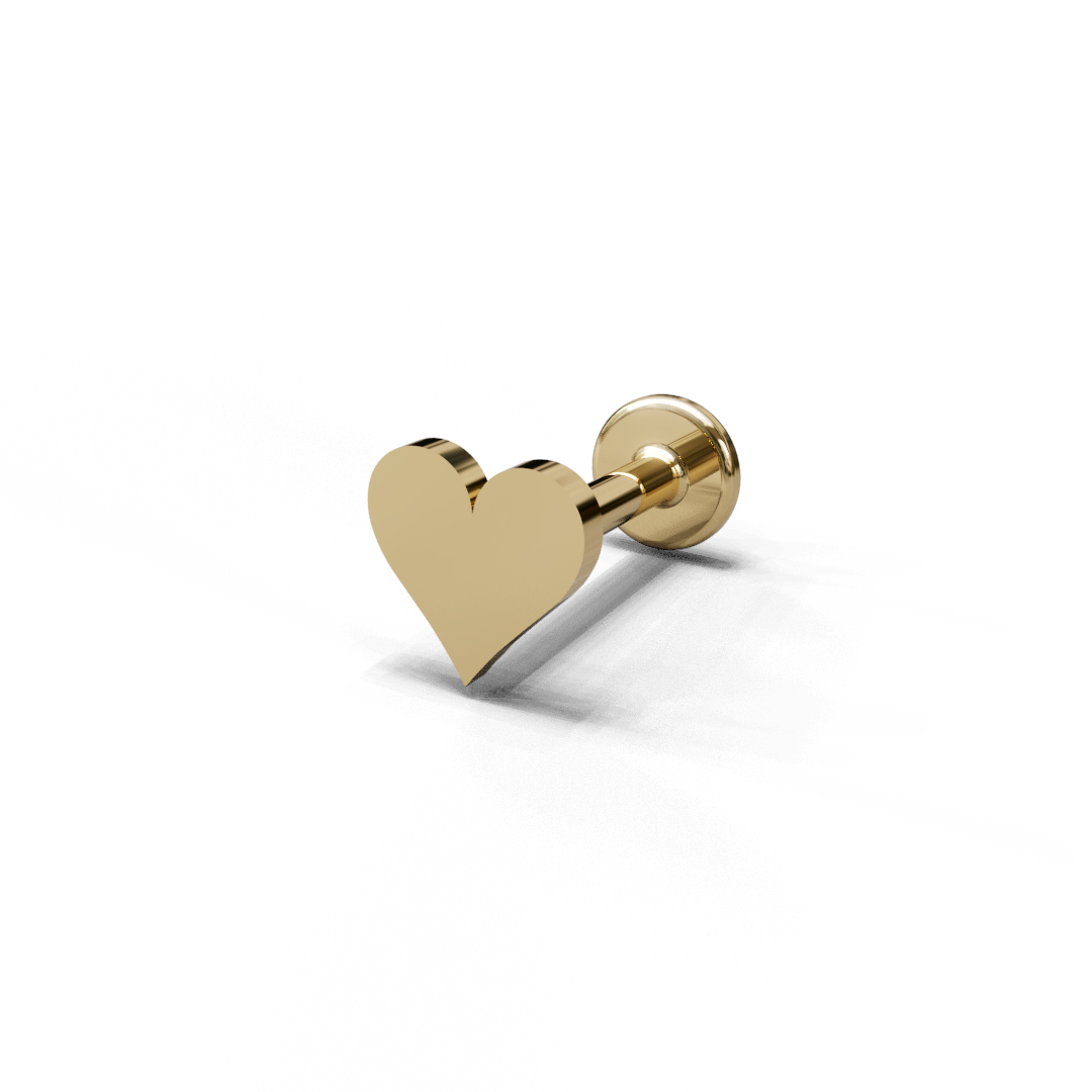Piercing cuori poker in oro giallo 18k, made in Italy by Breezy