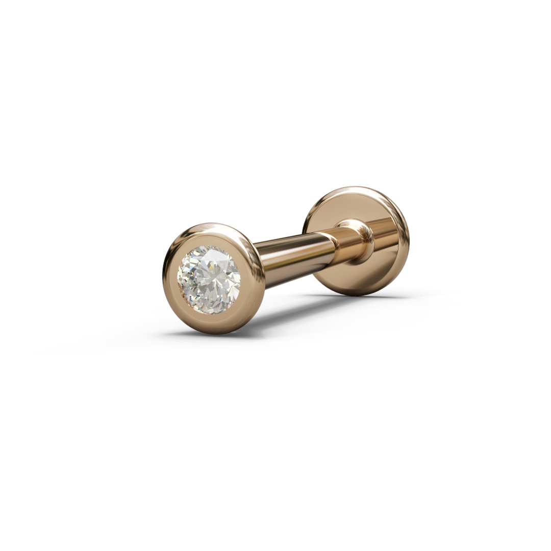 Piercing trago punto luce a battuto in oro rosa 18k, made in Italy by Breezy