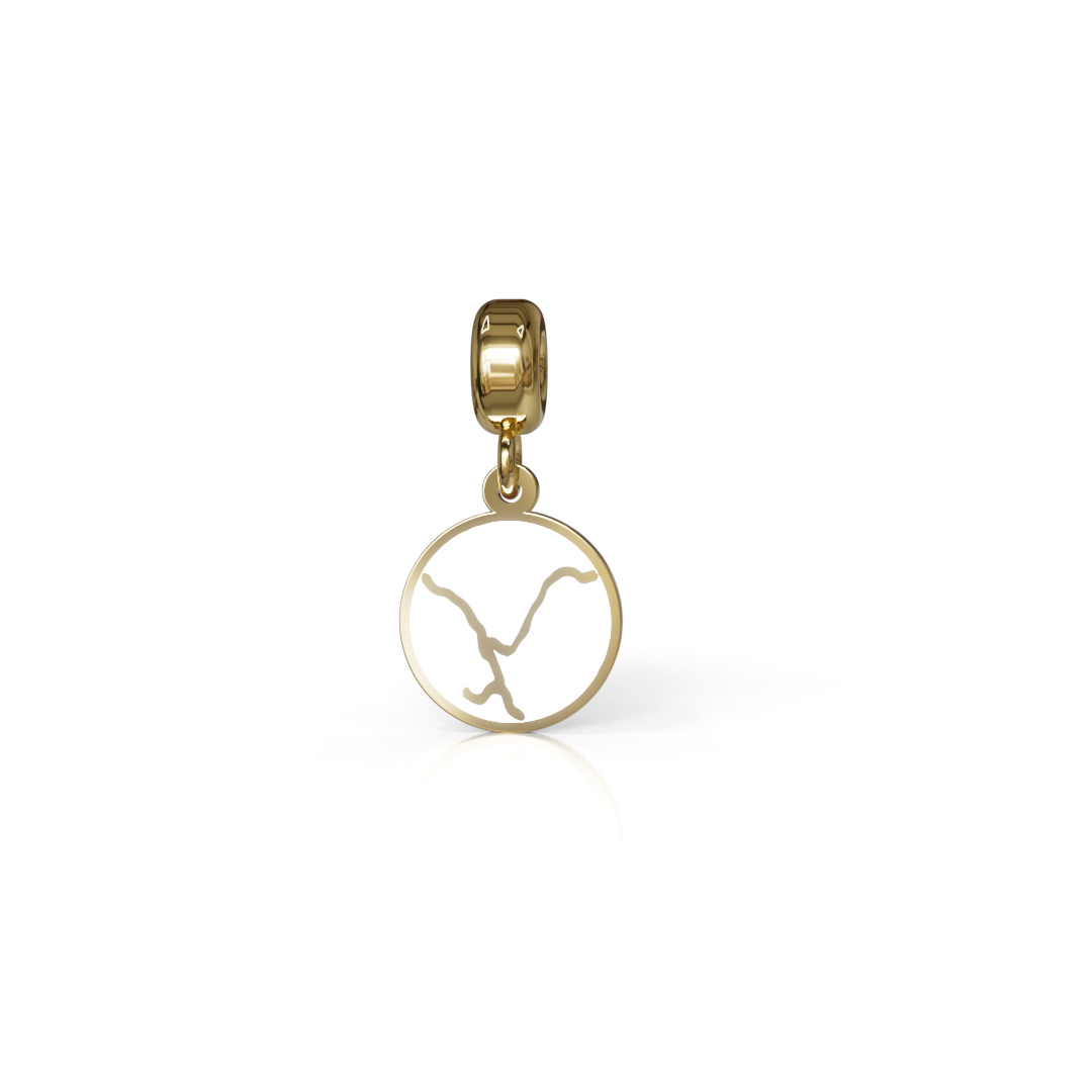 Charm kintsugi in argento 925 dorato con smalto, made in italy by breezy