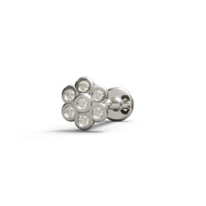 Piercing fiore con pietre a battuto rodiato, made in italy by breezy