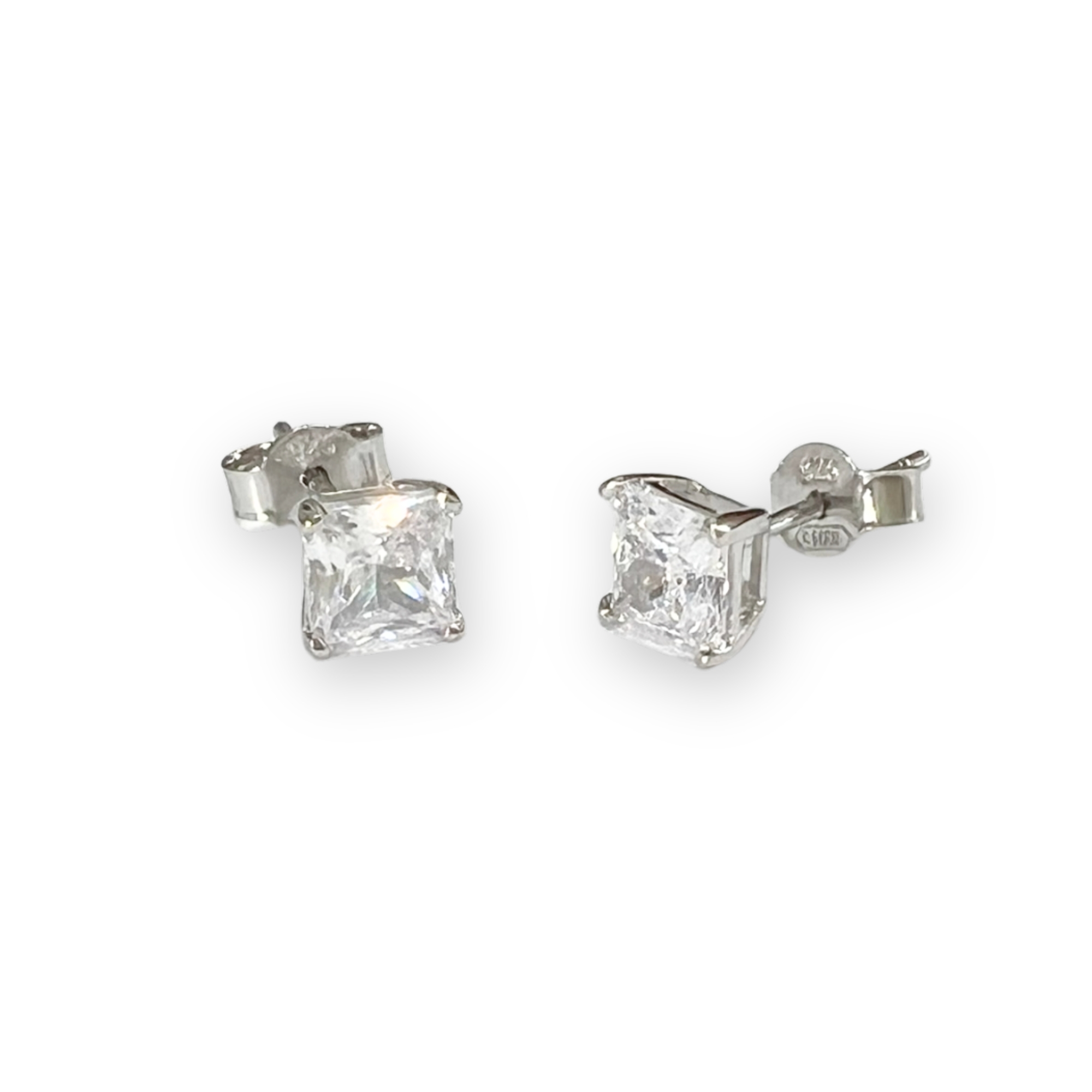 Coppia orecchini con pietre quadrate in argento