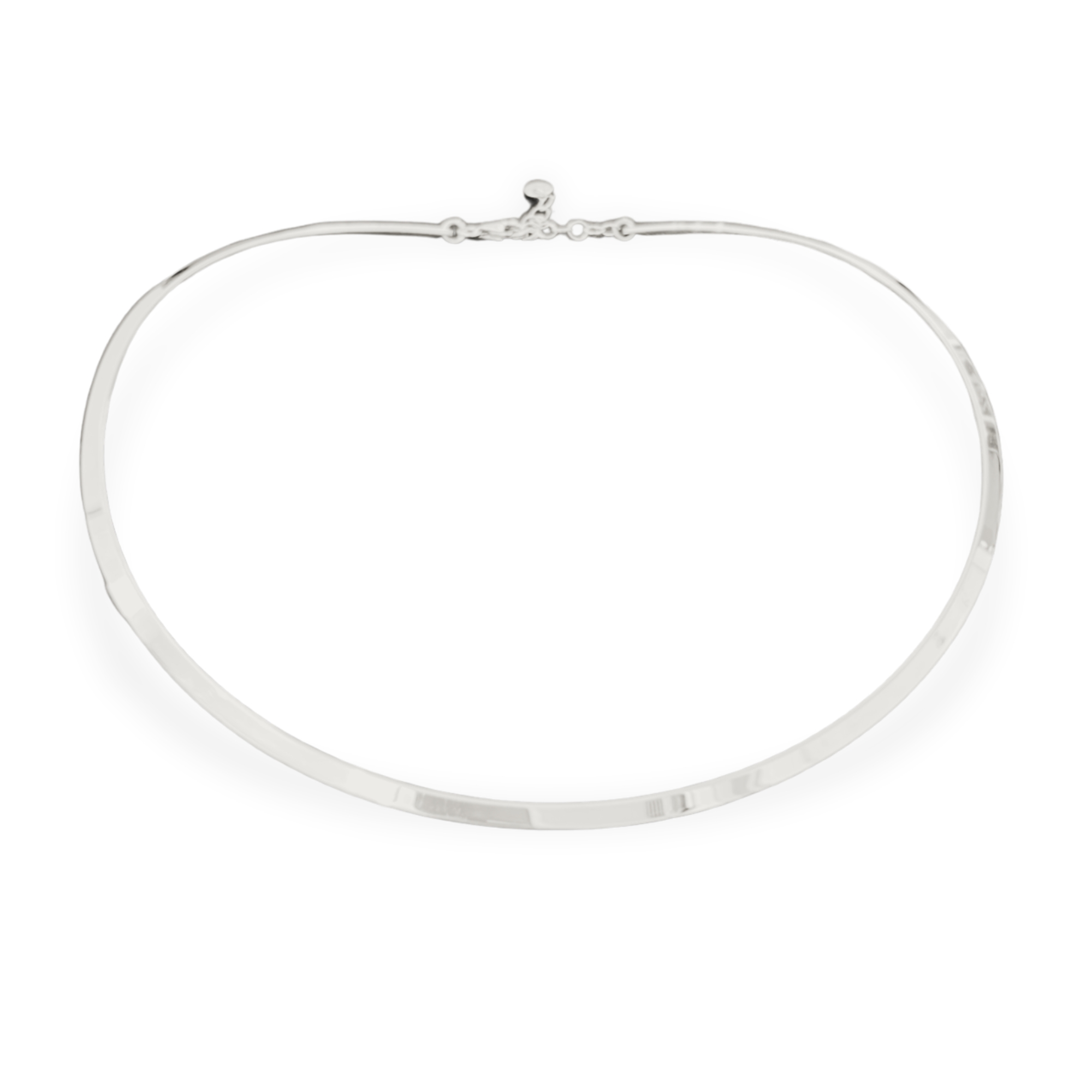 Choker rigido in argento rodiato - incidibile, made in italy by breezy