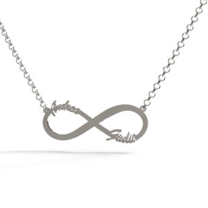 Collana infinito con nomi personalizzabile in argento 925 rodiato. Made in italy by breeezy