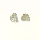 Coppia orecchini a cuore in argento dorato con cubic zirconia made in italy by breezy
