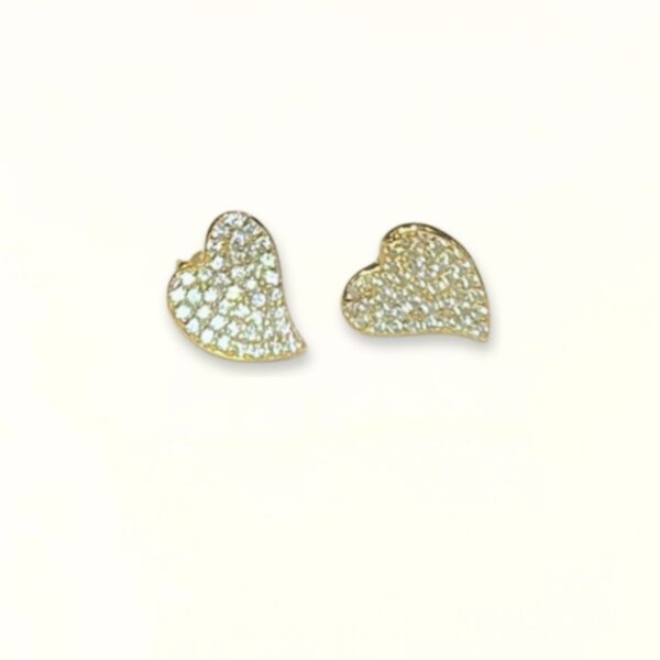 Coppia orecchini a cuore in argento dorato con cubic zirconia made in italy by breezy