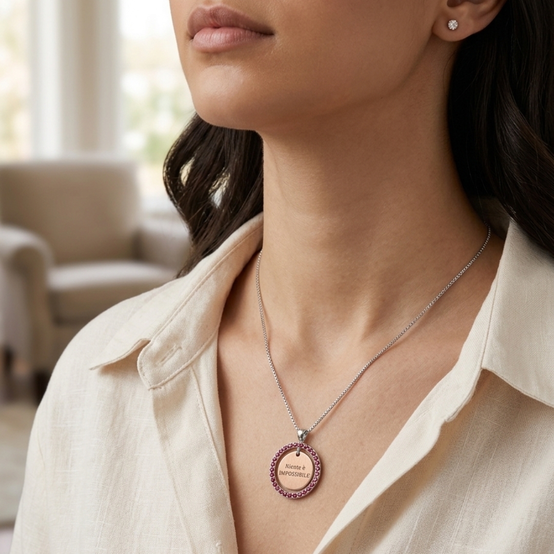 Collana Niente è Impossibile argento indossata, made in italy by breezy