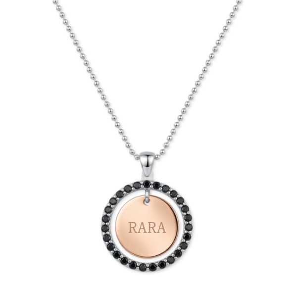 Collana in Argento con Ciondolo "RARA" – Cerchio di Zirconi Neri e Centrale Rosé, made in italy by breezy