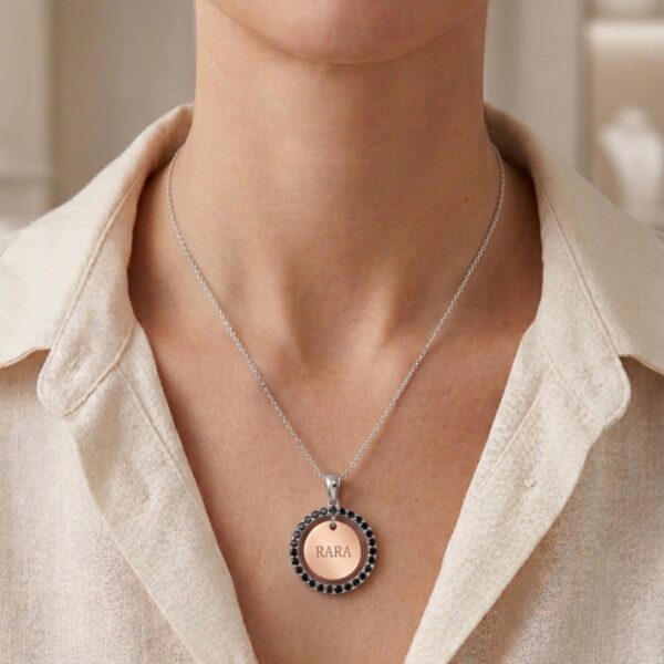 Collana in Argento con Ciondolo "RARA" indossata, made in italy by breezy