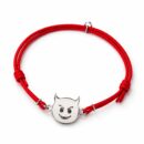 Bracciale Emoji Diavoletto in Argento 925 con cordoncino rosso regolabile Breezy