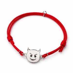Bracciale Emoji Diavoletto in Argento 925 con cordoncino rosso regolabile Breezy