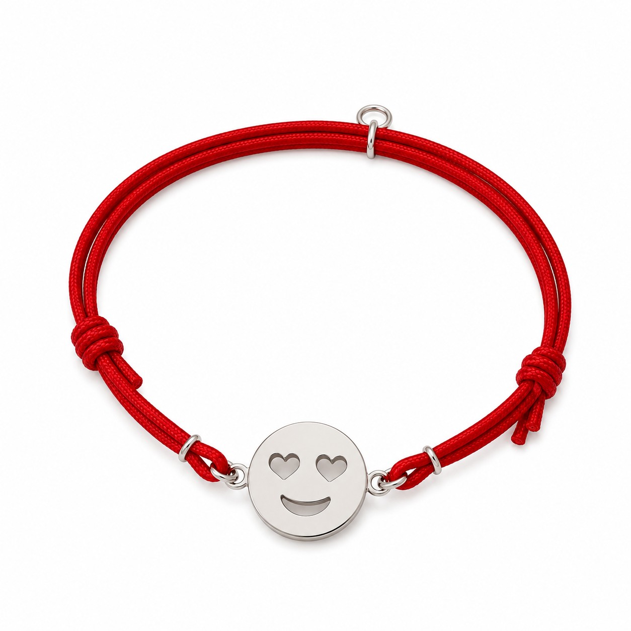 Bracciale Emoji Innamorata Breezy in Argento 925 e cordoncino rosso.
