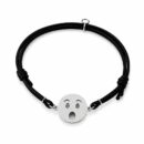 Bracciale Emoji Stupita in Argento 925 con cordoncino nero regolabile Breezy